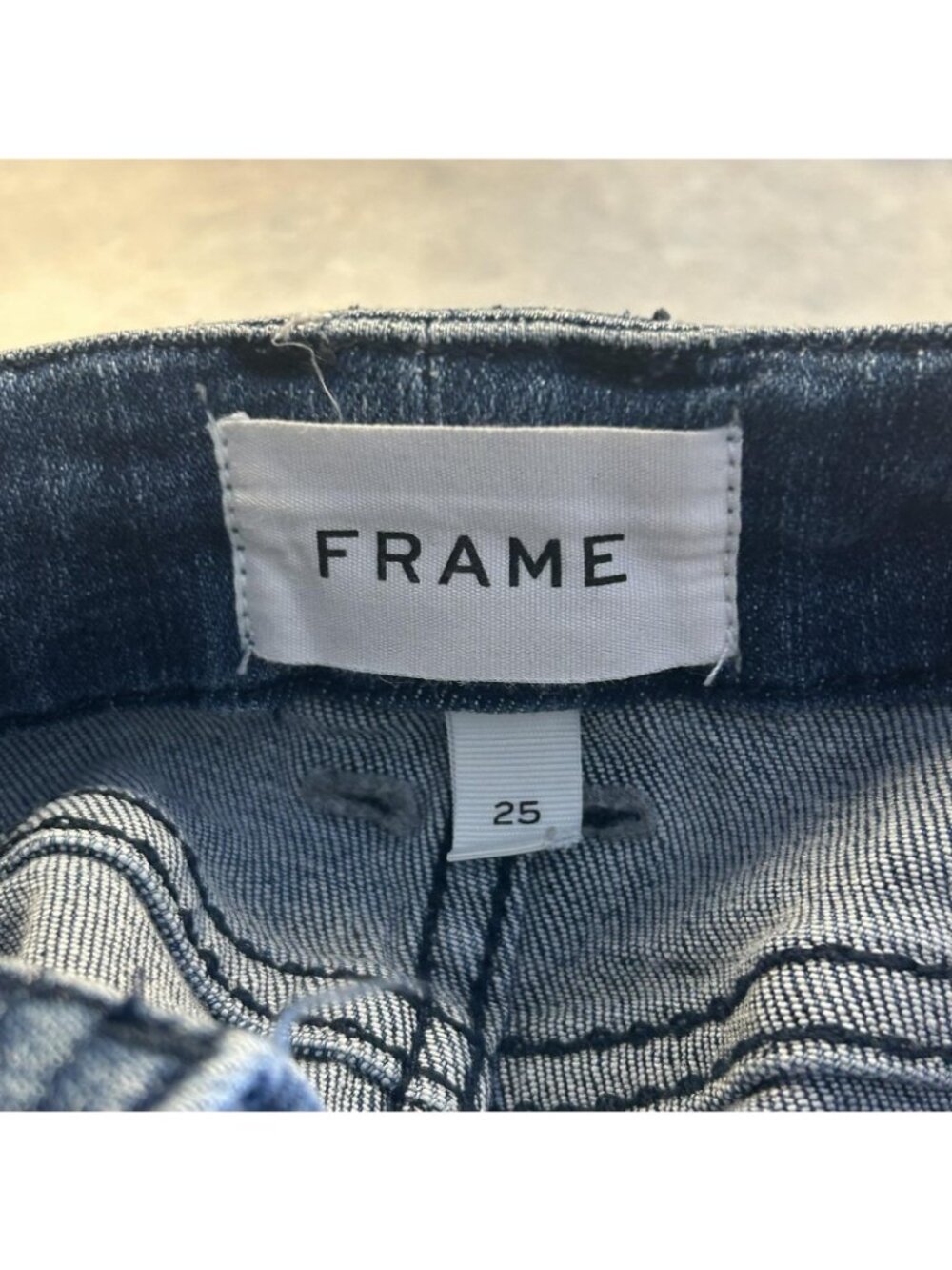 FRAME Jeans Womens 25 Le High Straight Blue High Rise Raw Hem Patch Pockets - Picture 3 of 11
